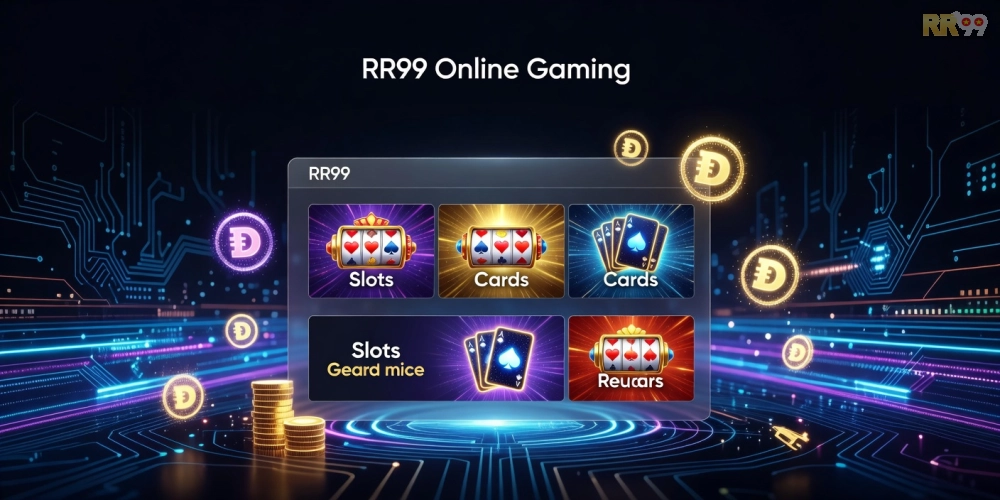 Minh họa khái niệm game khuyến mãi rr99 với giao diện nền tảng hấp dẫn và các ưu đãi nổi bật