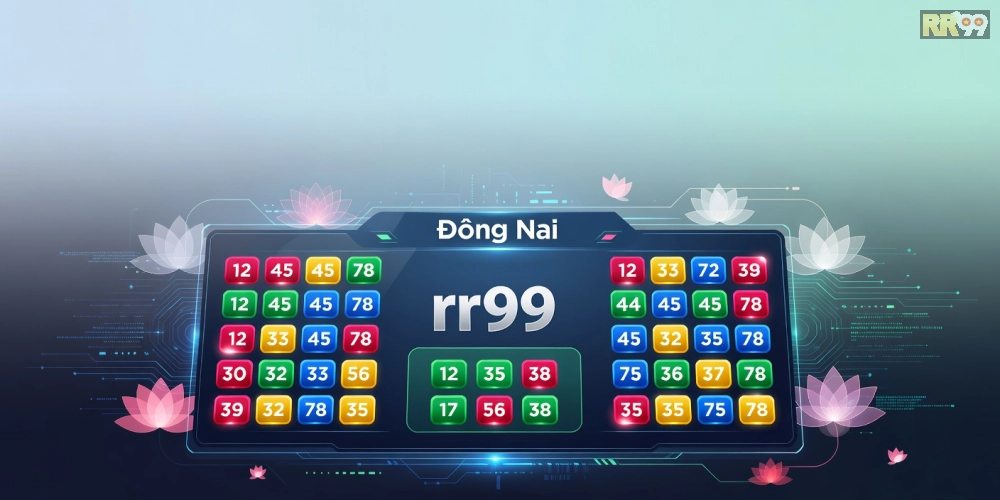 Minh họa khái niệm xổ số đồng nai rr99 với giao diện nền tảng hiện đại và vé số kỹ thuật số