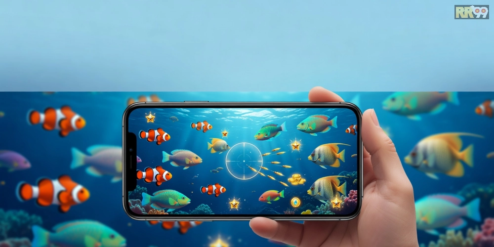 Minh họa giao diện tải game bắn cá online rr99 với đồ họa sống động và các loài cá đa dạng